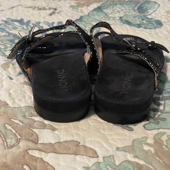 Vionic Black Sandals Double-Strap Casual Slip-On - Picture 3 of 7